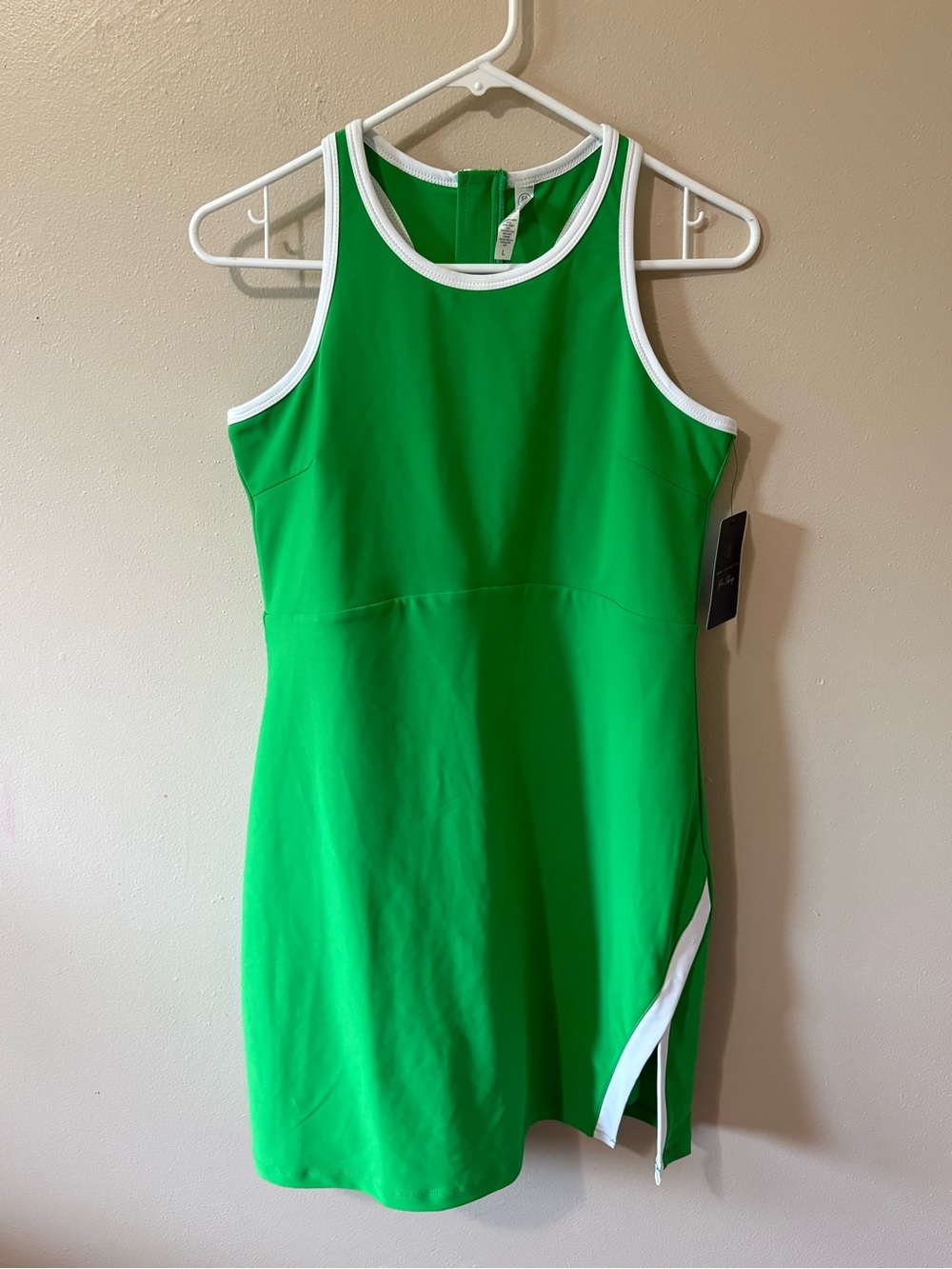 SAGE Collective Splice Racerback Active Dress Fern Green/White Womens size L NWT